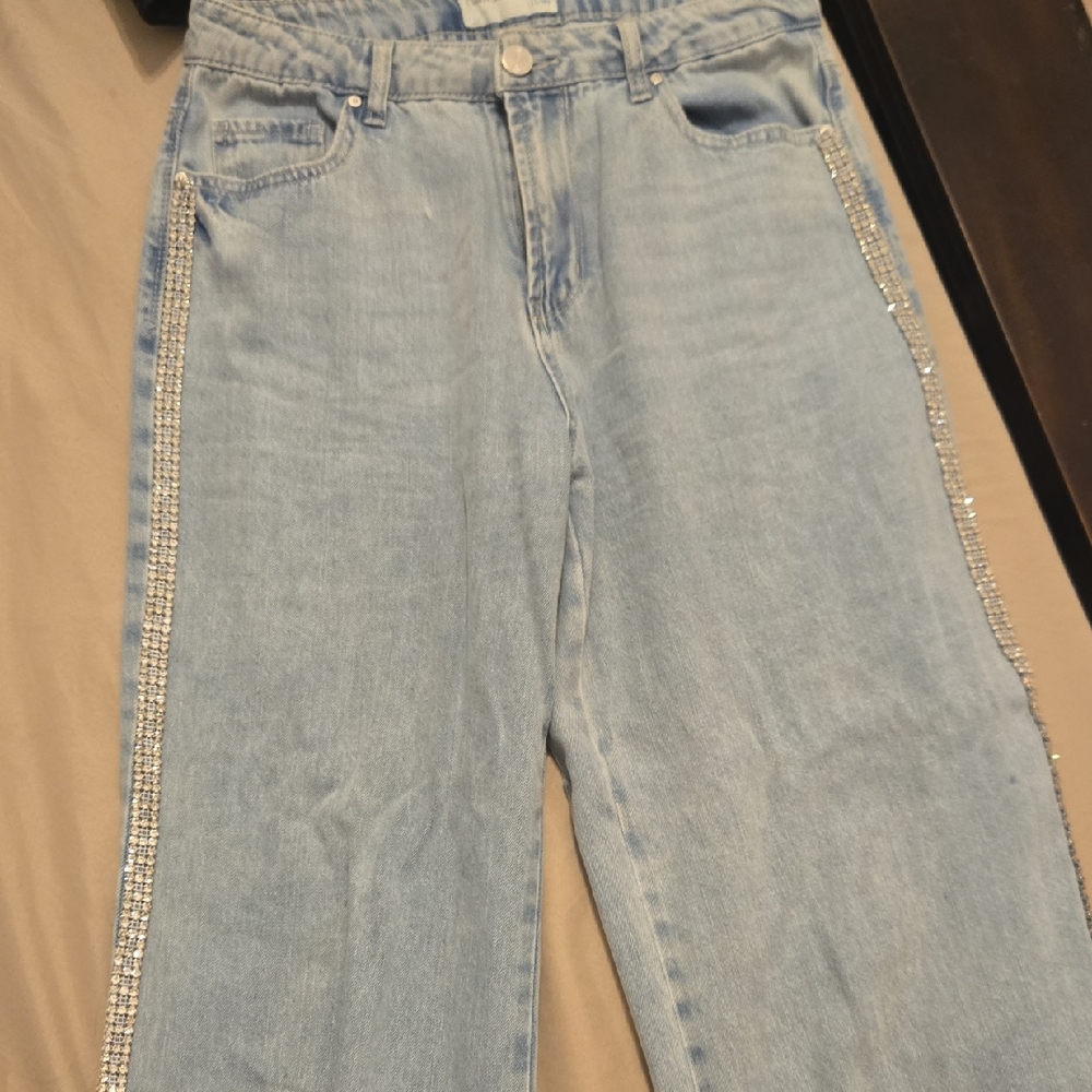 Light Blue Jeans with Rhinestone Detailing